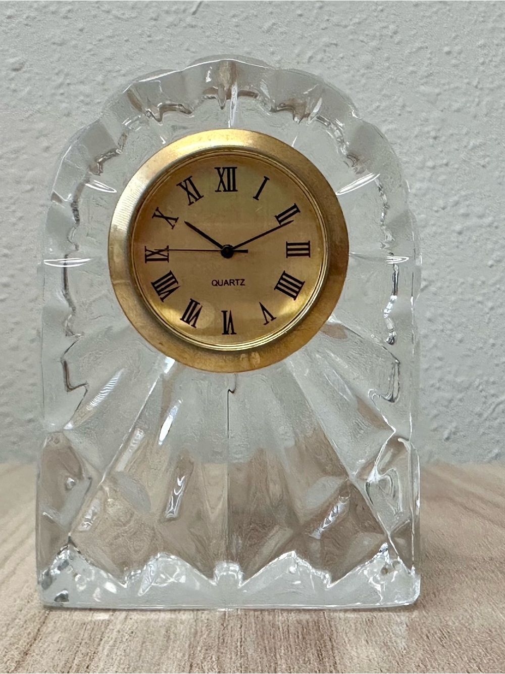 Waterford Illusions Small Desk Clock 24%Lead Crystal Needs Battery Roman Numeral